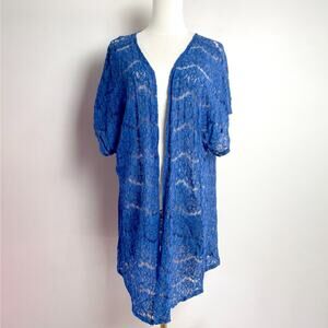 Sheer Lace Cardigan Top 3X Blue Festival Fairy‎ Grunge Layering Whimsigoth
